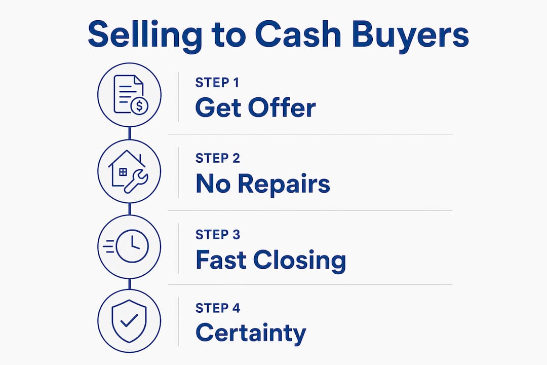 Infographic showing the four-step cash buyer selling process
