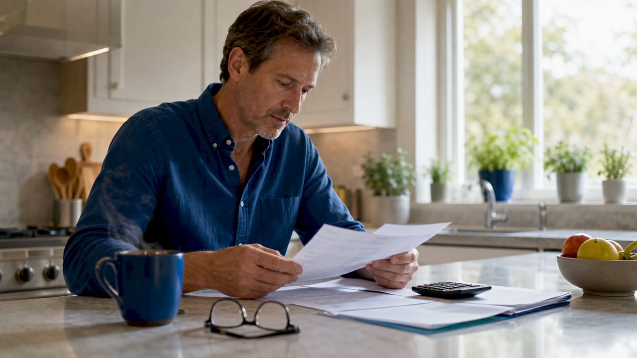 Homeowner calculating net proceeds at a desk