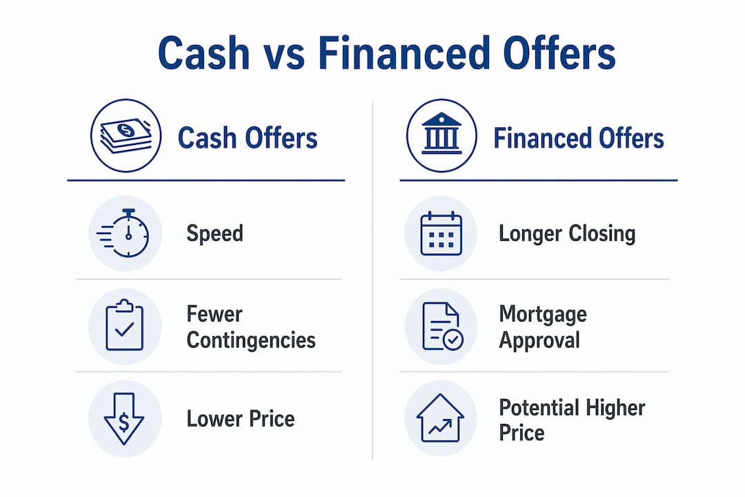 Infographic comparing cash and financed home sale offers