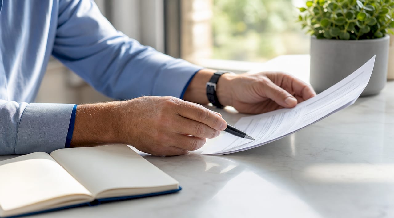 Close-up of signing a home sale contract